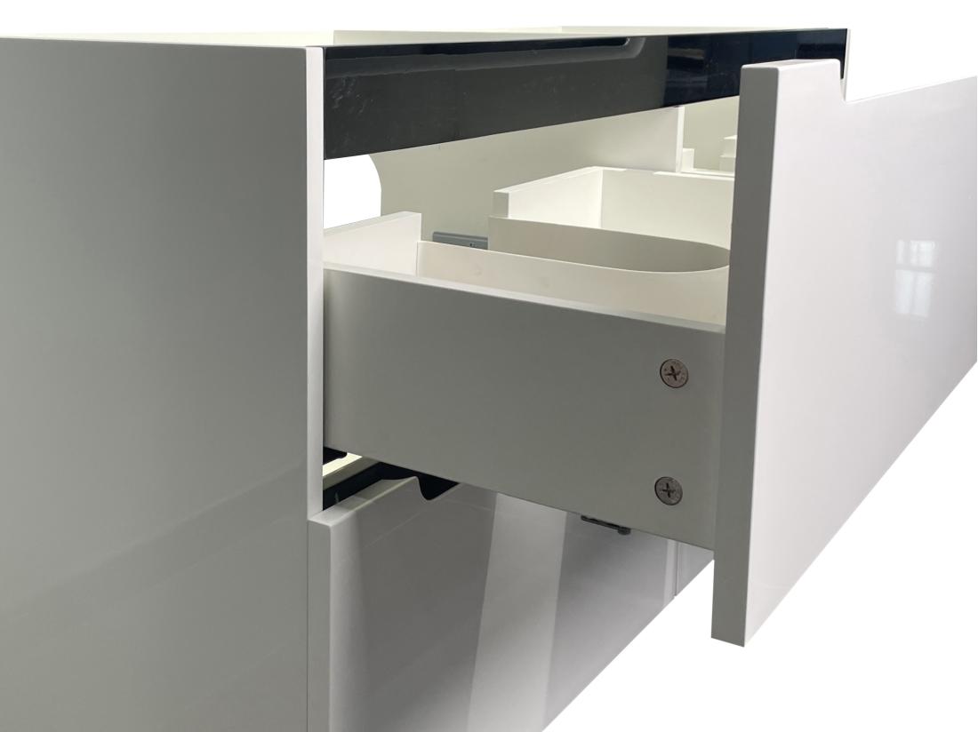 Vente Unique Meuble De Salle De Bain Suspendu Avec Double Vasque à Encastrer - Blanc - 120 Cm - SELITA