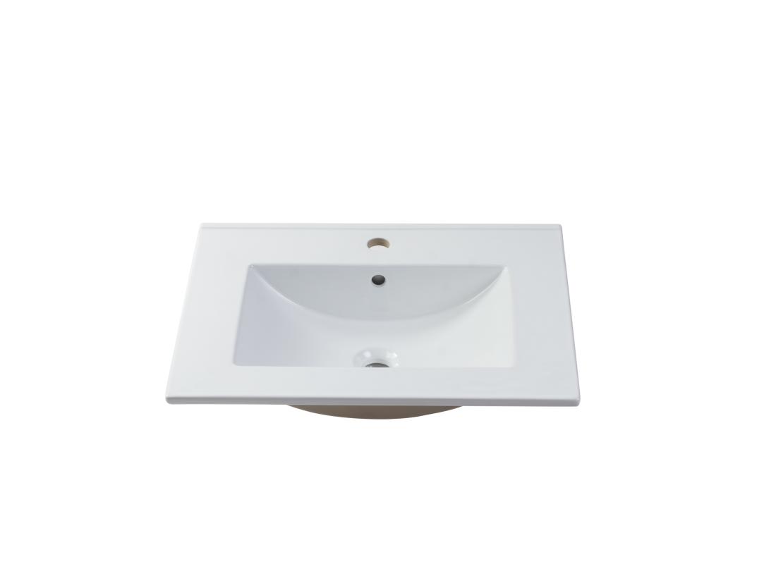 Vente Unique Meuble De Salle De Bain Suspendu Avec Vasque à Encastrer - Coloris Naturel Et Blanc - 60 Cm - ARUBA