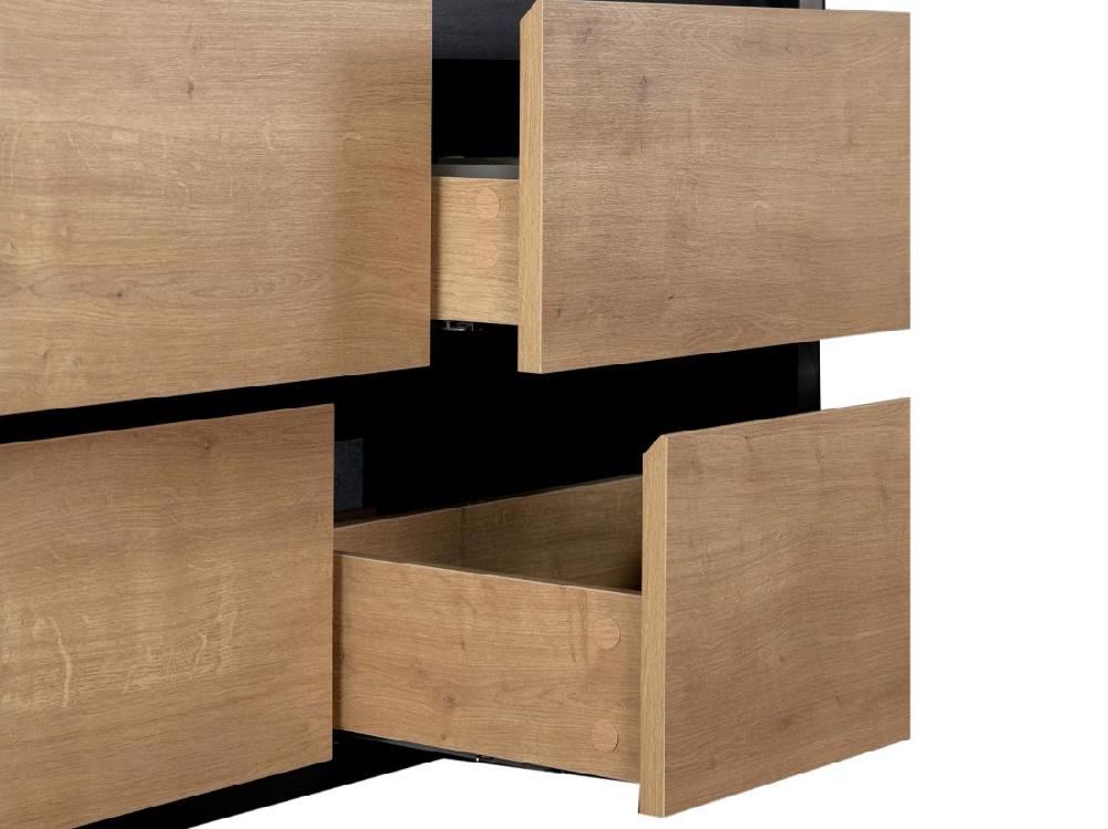 Vente Unique Meuble De Salle De Bain Suspendu Avec Vasque à Encastrer - Coloris Naturel Clair Et Noir - 120 Cm - LANNICK