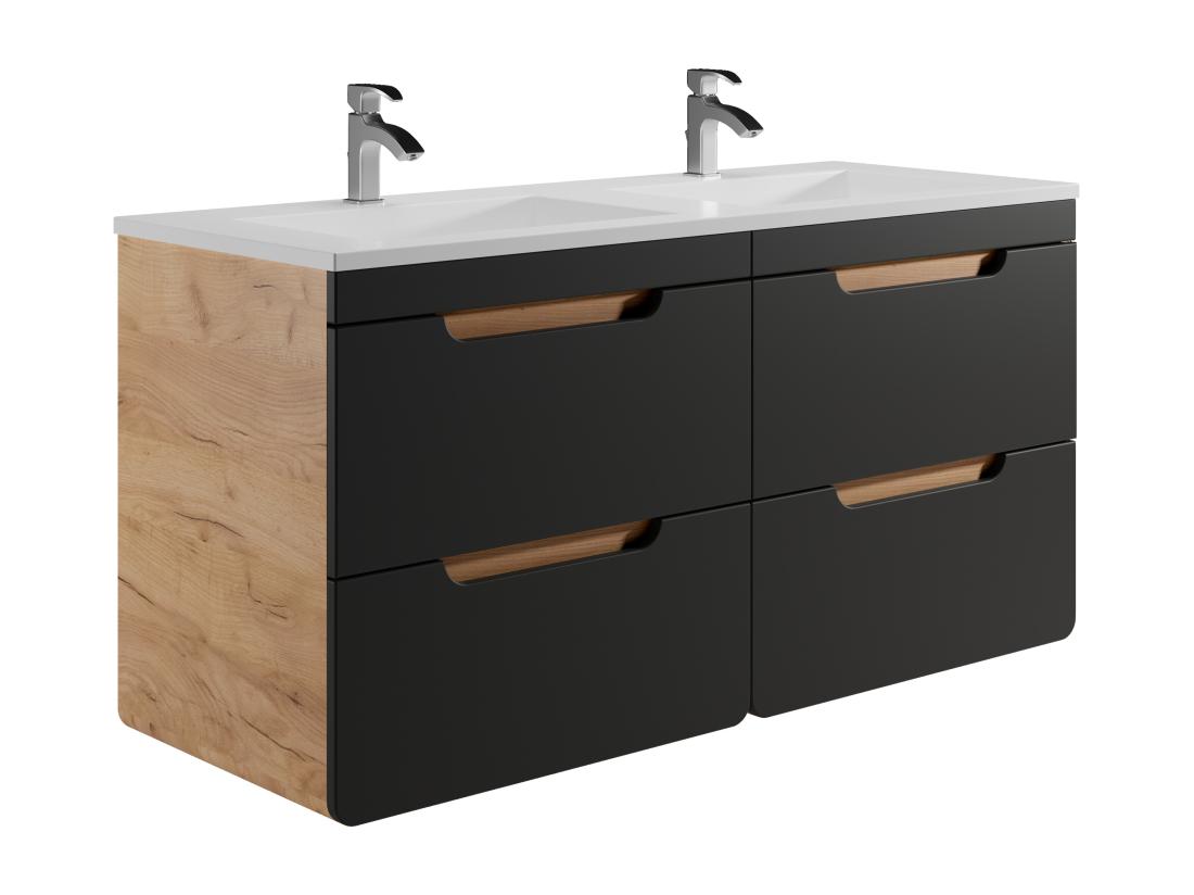 Vente Unique Meuble De Salle De Bain Suspendu Avec Vasque à Encastrer - Coloris Naturel Et Anthracite - 120 Cm - ARUBA