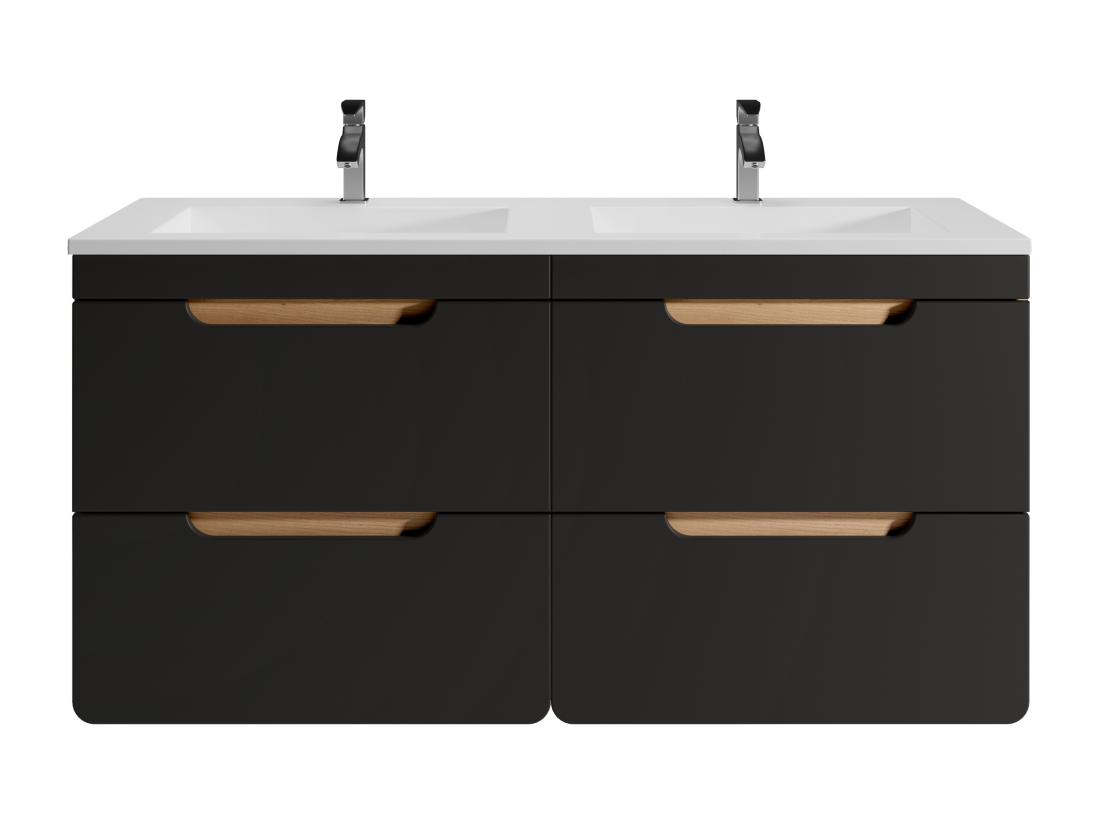 Vente Unique Meuble De Salle De Bain Suspendu Avec Vasque à Encastrer - Coloris Naturel Et Anthracite - 120 Cm - ARUBA
