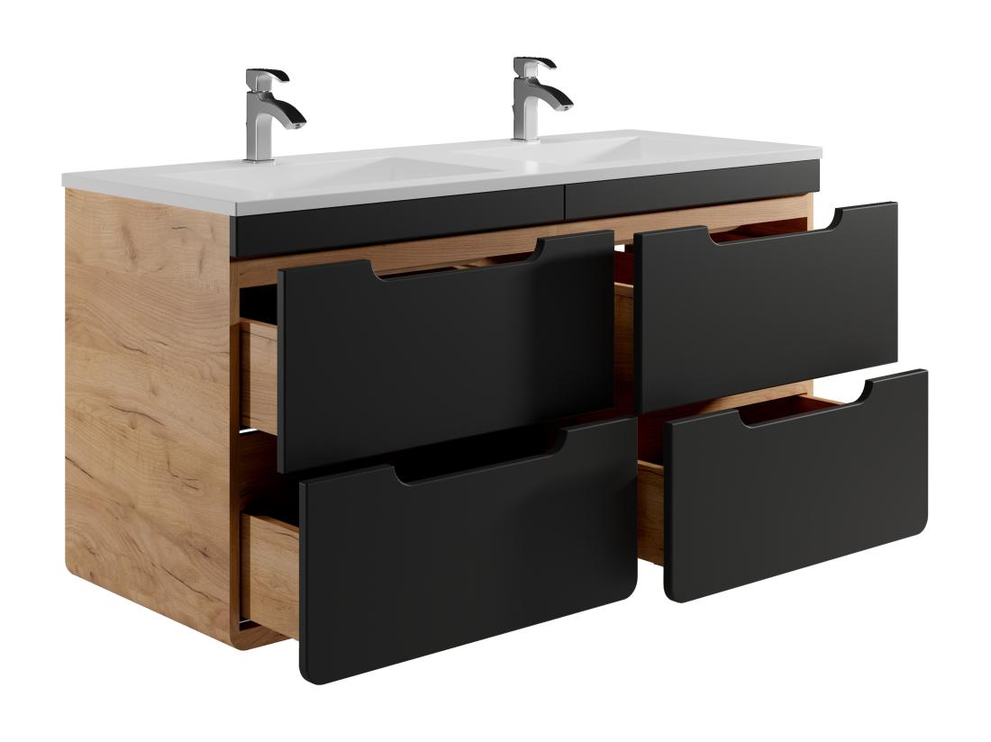 Vente Unique Meuble De Salle De Bain Suspendu Avec Vasque à Encastrer - Coloris Naturel Et Anthracite - 120 Cm - ARUBA
