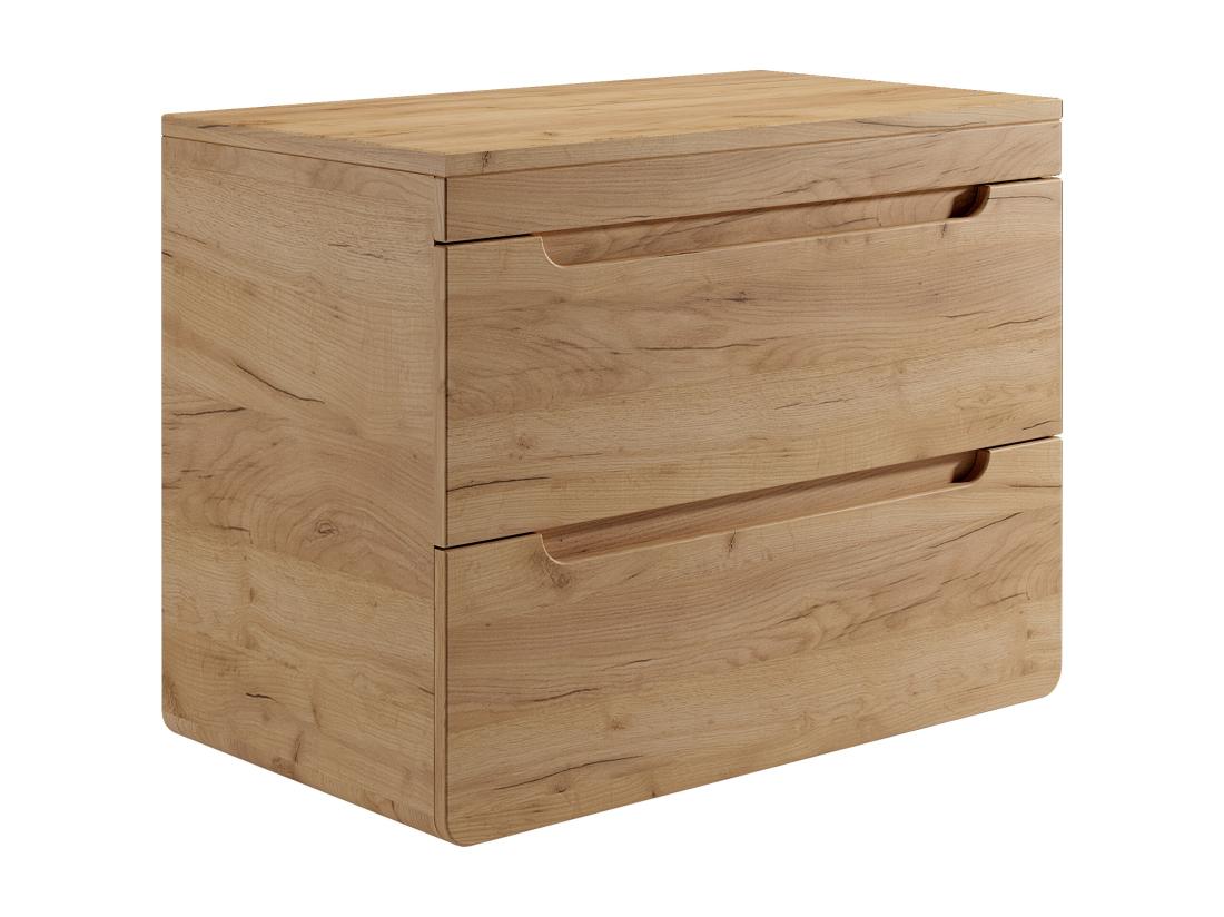 Vente Unique Meuble De Salle De Bain Suspendu Avec Vasque à Poser Carrée - Coloris Naturel - 80 Cm - ARUBA