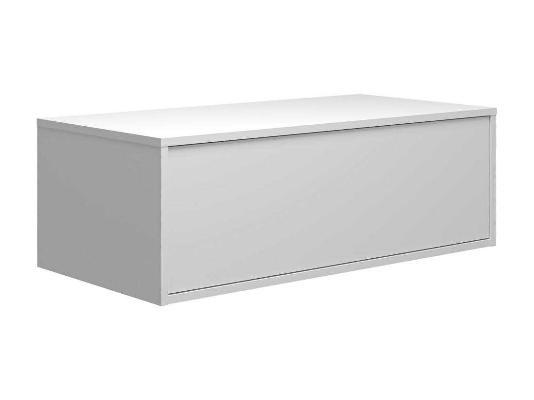 Vente Unique Meuble De Salle De Bain Suspendu Blanc Avec Simple Vasque Carrée Et Deux Tiroirs - 94 Cm - TEANA II