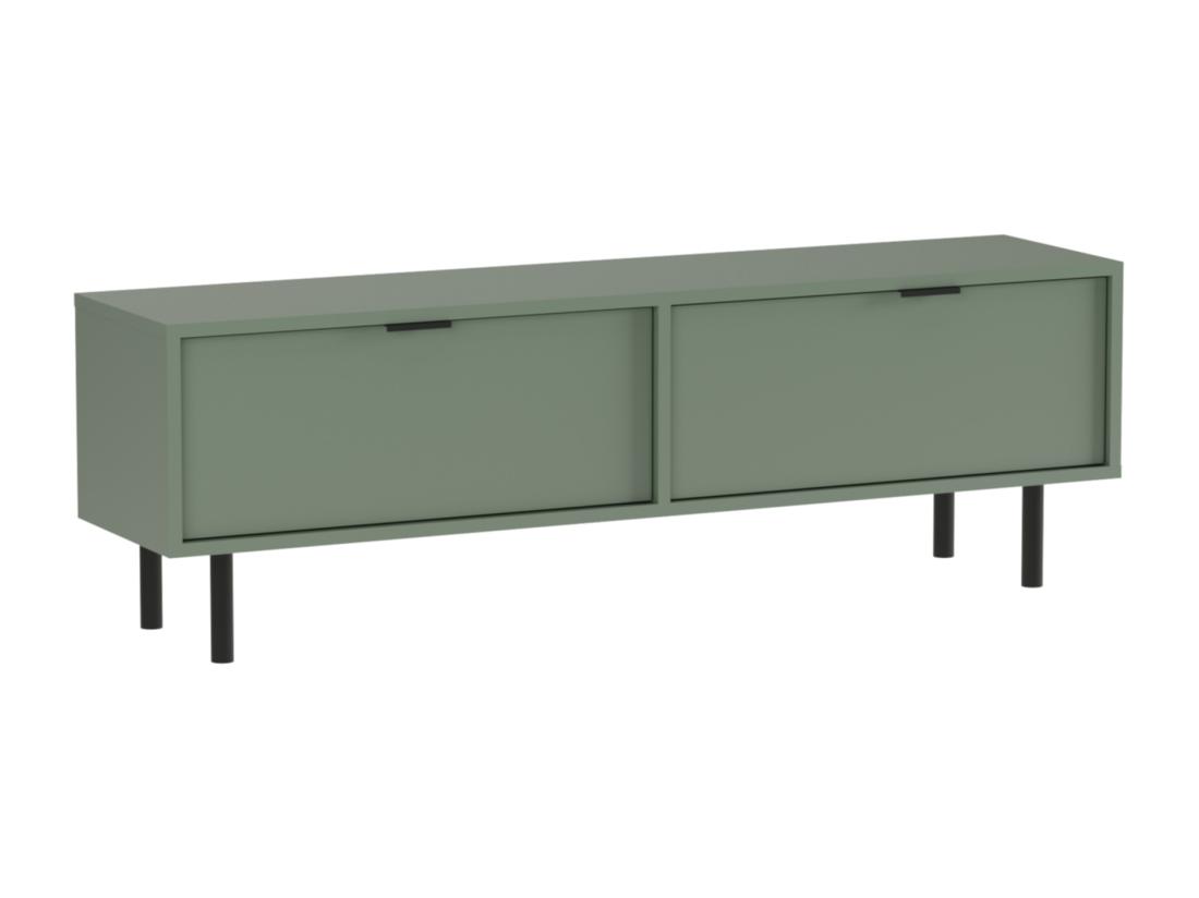 Vente Unique Meuble De Télévision WENA Fronts Lisses Avec Pieds En Métal Aura 140x30x33 Cm Vert