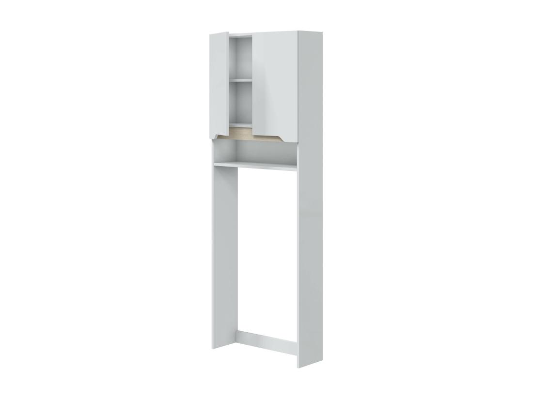 vente unique Meuble /étagère dessus WC de salle de bain 60cm avec 2 portes coloris blanc et cambrian - Longueur 60 x Profondeur 23 x Hauteur 180 cm