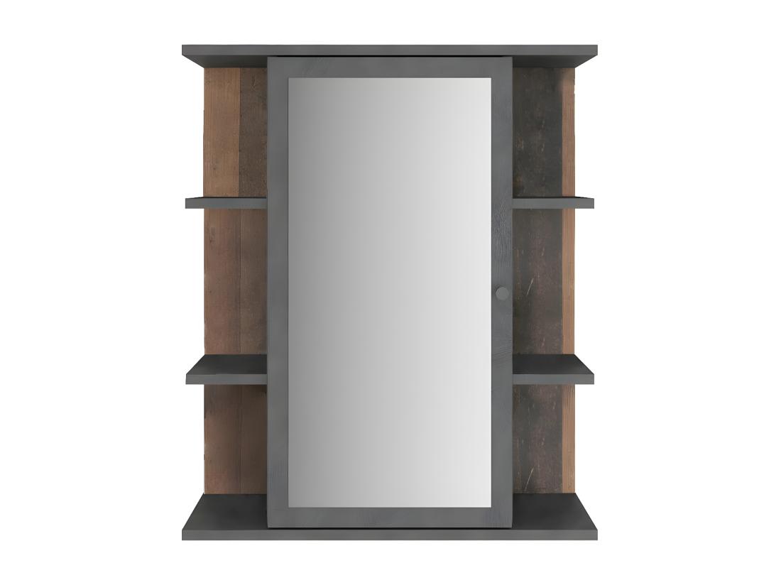 Vente Unique Meuble Haut De Salle De Bain 1 Porte Miroir Et 6 Niches - Madoc