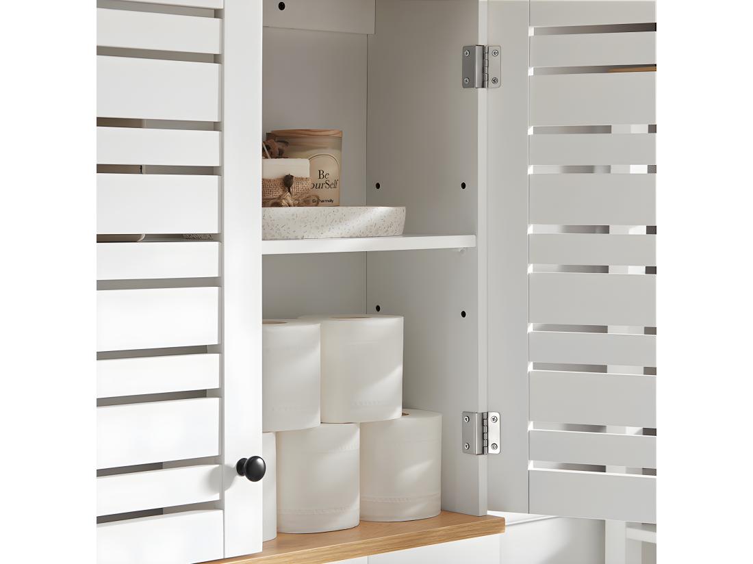 Vente Unique Meuble Haut De Salle De Bain Avec 2 Portes Meuble De Rangement Mural Armoire Suspendue BZr42-w