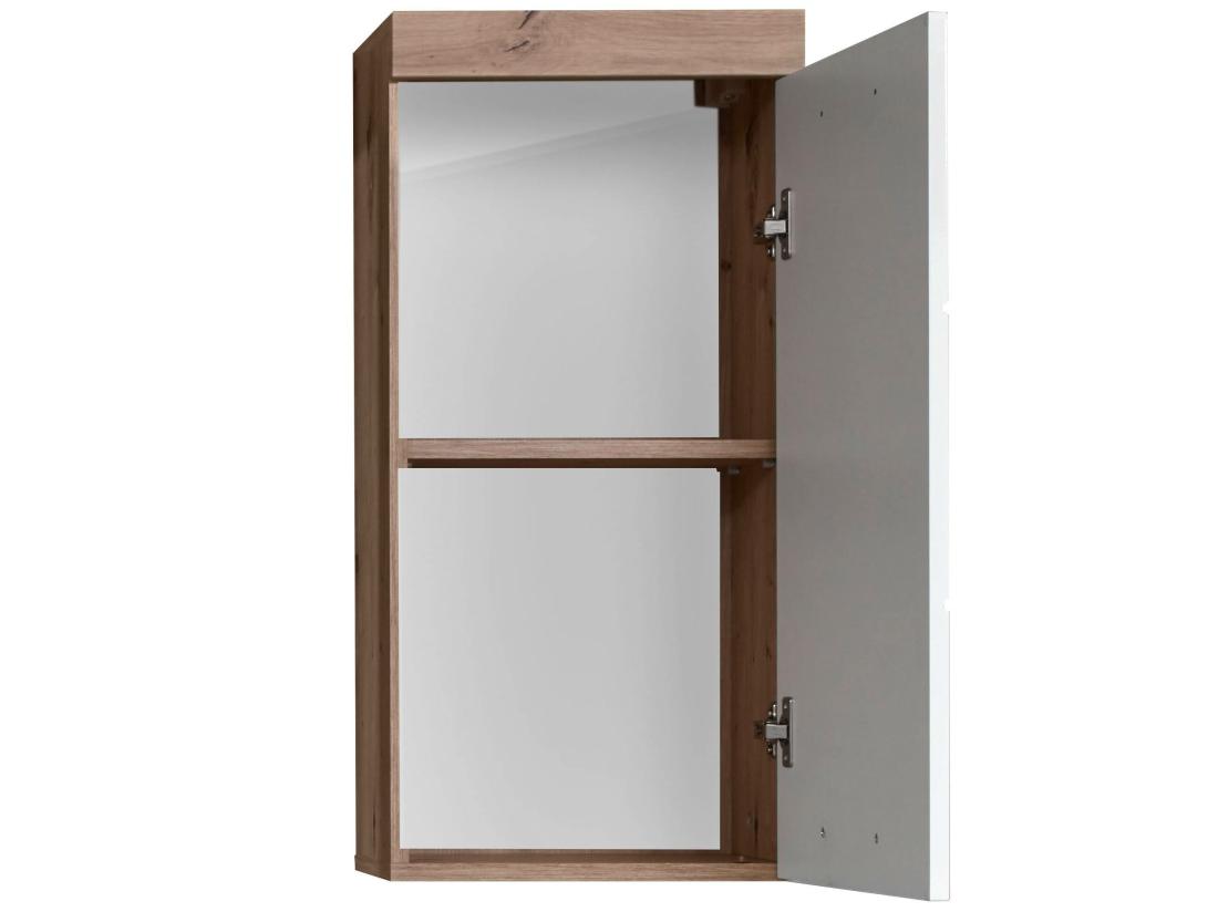 Vente Unique Meuble Haut Salle De Bain Mélaminé Blanc/chêne Brillant. L - H - P : 37
