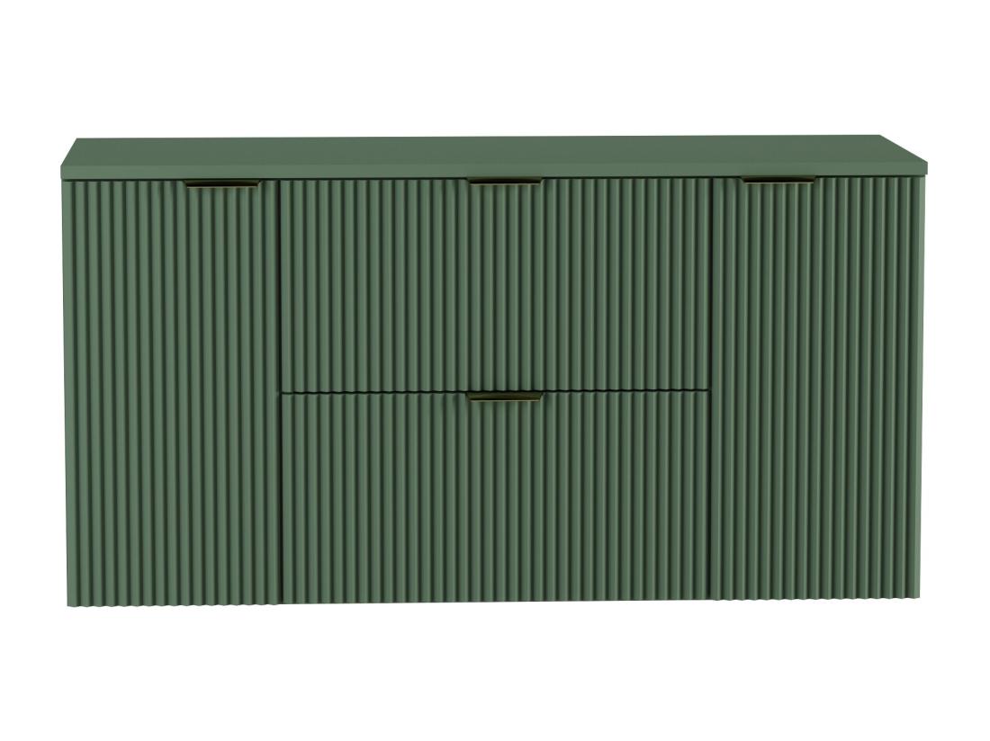Vente Unique Meuble Lavabo WENA Avec 2 Portes Et 2 Tiroirs Façades Cannelées Willy 120x60x47 Cm Vert