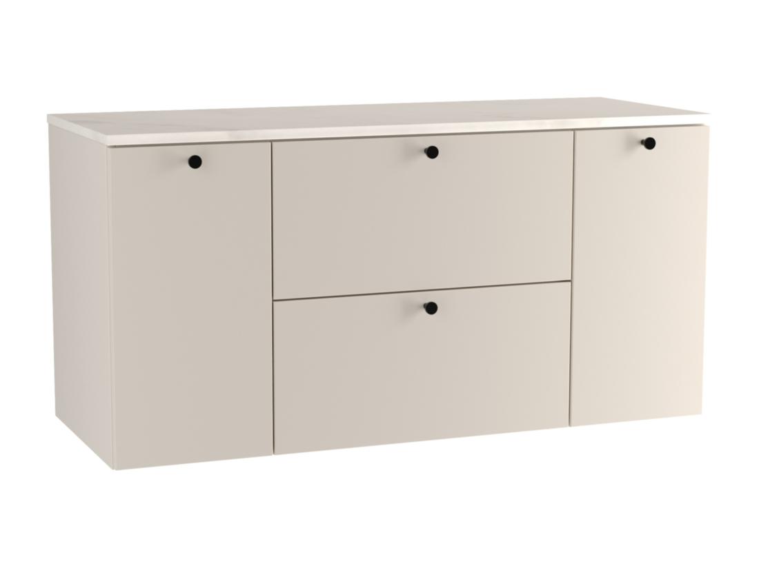 vente unique Meuble lavabo WENA avec 2 portes et 2 tiroirs fronts lisses Beti 120x60x47 cm Cachemire/Marbre Bianco