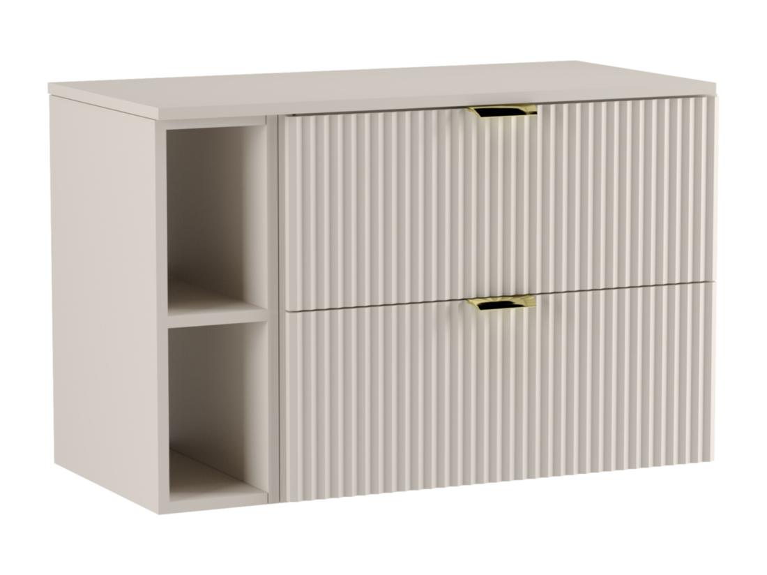 vente unique Meuble lavabo WENA avec étagère façades cannelées Willy 100x60x47 cm Cachemire
