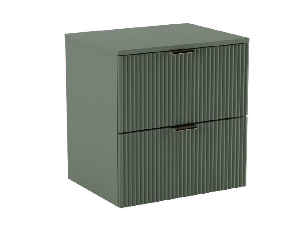 Vente Unique Meuble Lavabo WENA Avec étagère Façades Cannelées Willy 140x60x47 Cm Vert