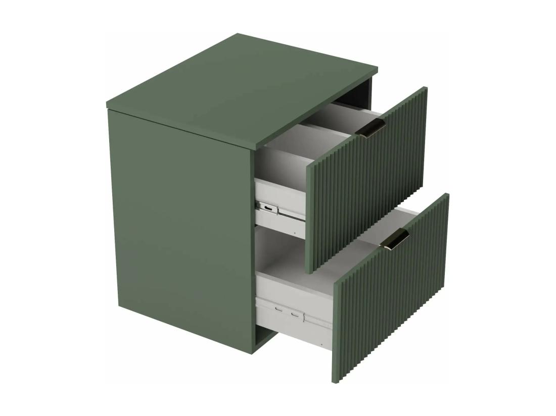 Vente Unique Meuble Lavabo WENA Avec étagère Façades Cannelées Willy 140x60x47 Cm Vert
