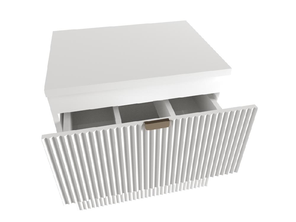 Vente Unique Meuble Lavabo WENA Avec étagère Façades Cannelées Willy 140x60x47 Cm Blanc