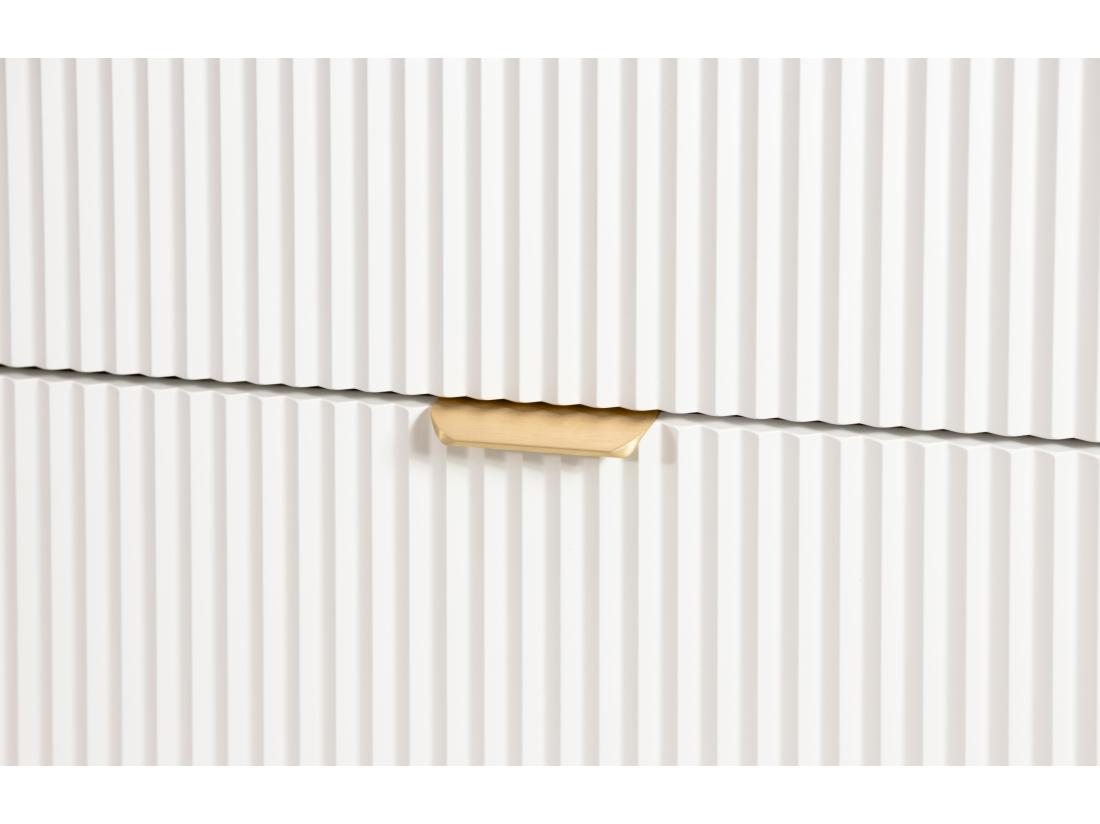 Vente Unique Meuble Lavabo WENA Avec étagère Façades Cannelées Willy 140x60x47 Cm Blanc