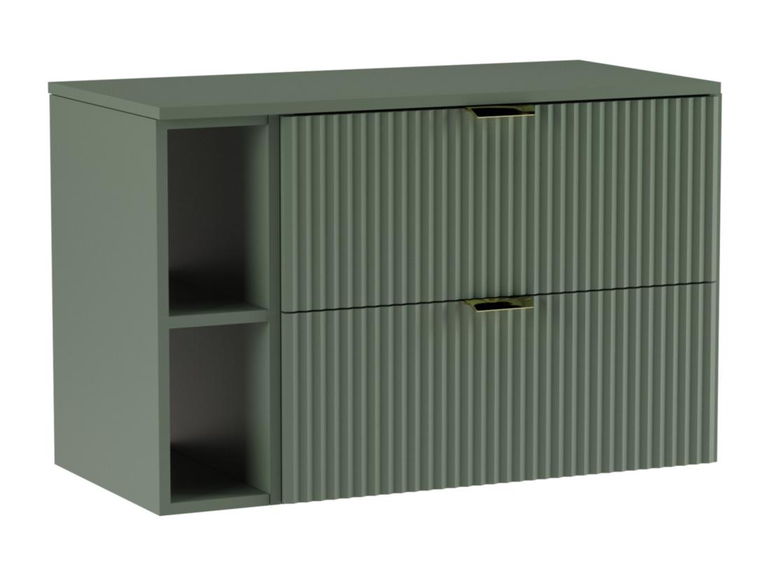 vente unique Meuble lavabo WENA avec étagère façades cannelées Willy 100x60x47 cm Vert