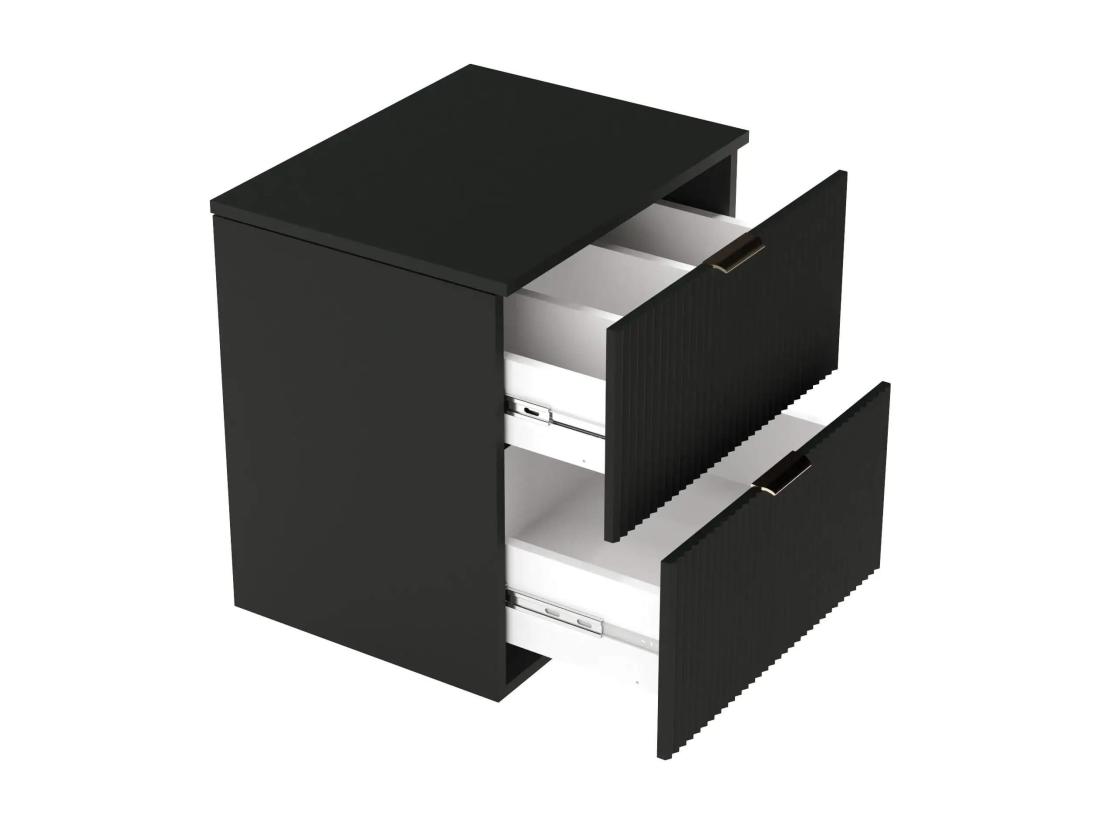 Vente Unique Meuble Lavabo WENA Façades Cannelées Willy 120x60x47 Cm Noir