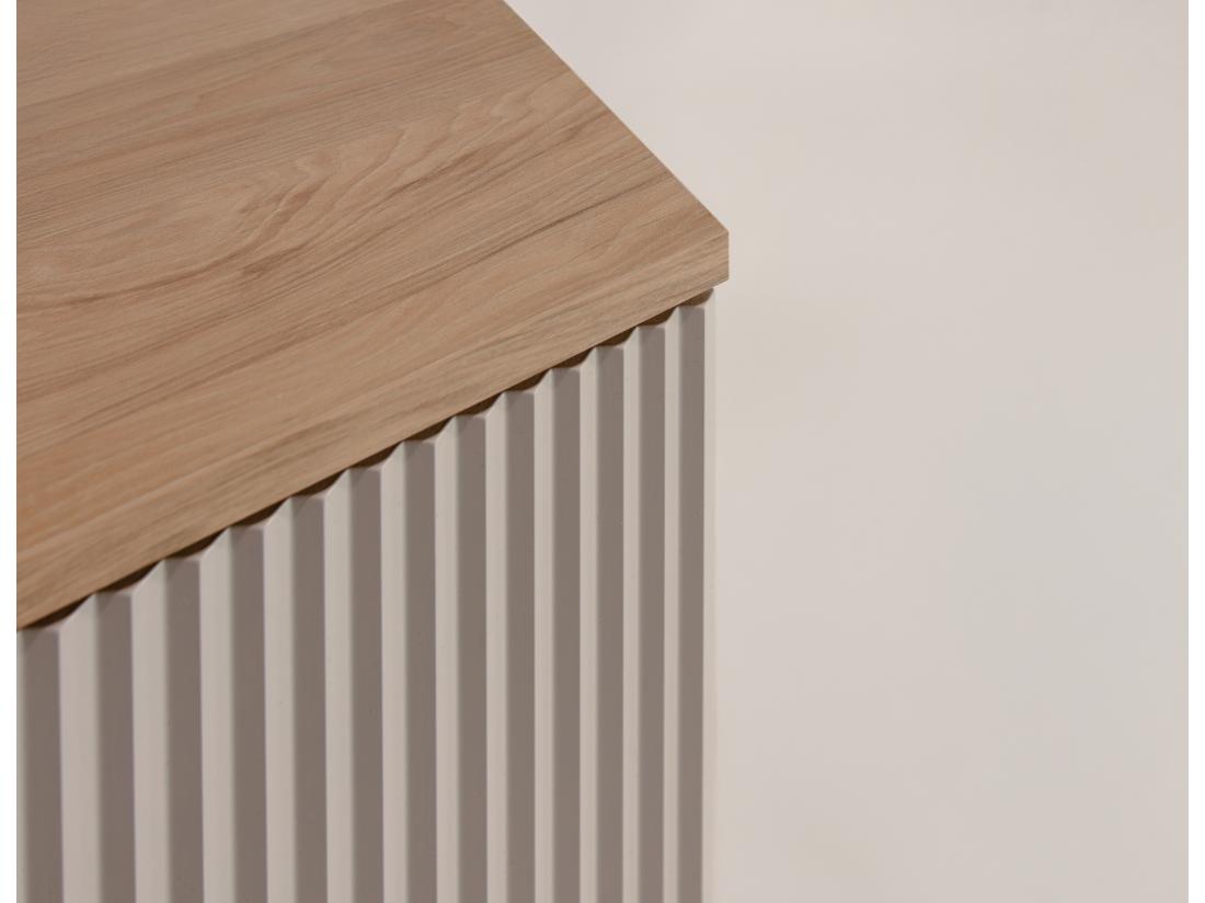 Vente Unique Meuble Lavabo WENA Façades Cannelées Willy 120x60x47 Cm Cachemire/Noyer