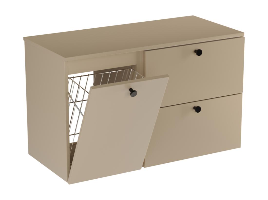 Vente Unique Meuble Lavabo WENA Fronts Lisses Avec Panier à Linge Beti 100x60x47 Cm Cappuccino