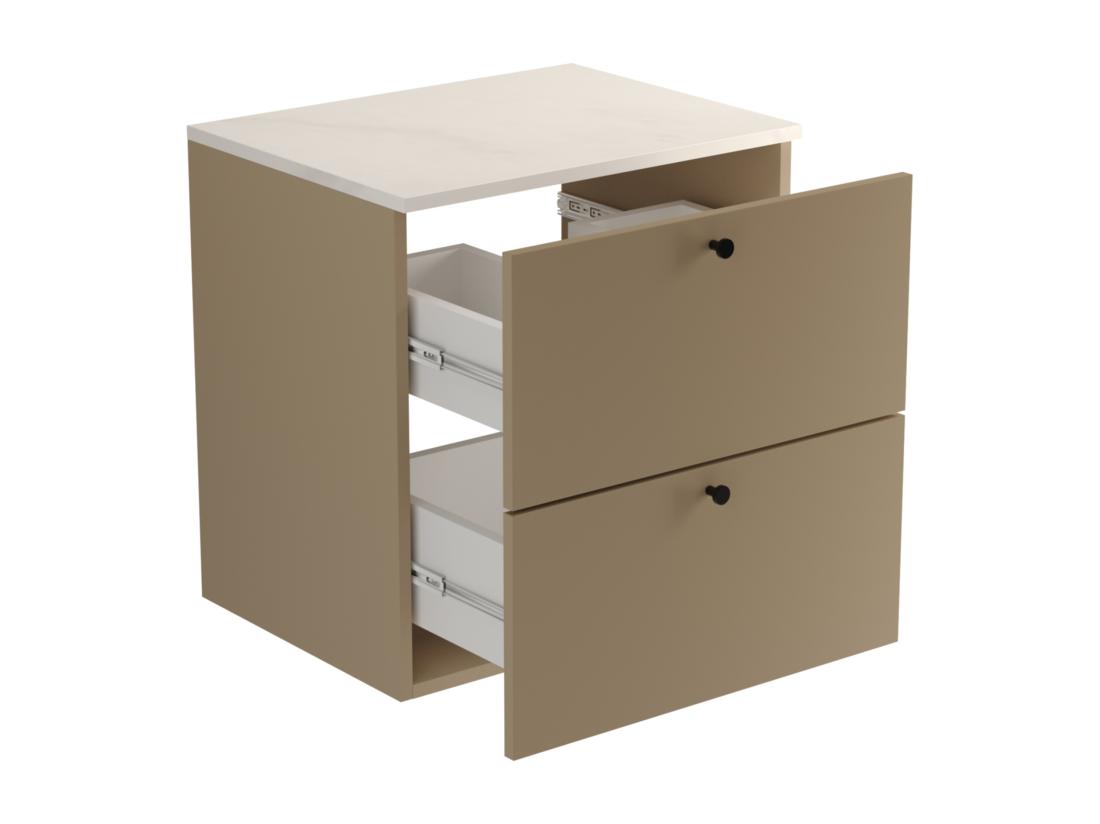 Vente Unique Meuble Lavabo WENA Fronts Lisses Beti 60x60x47 Cm Cappuccino/Marbre Bianco