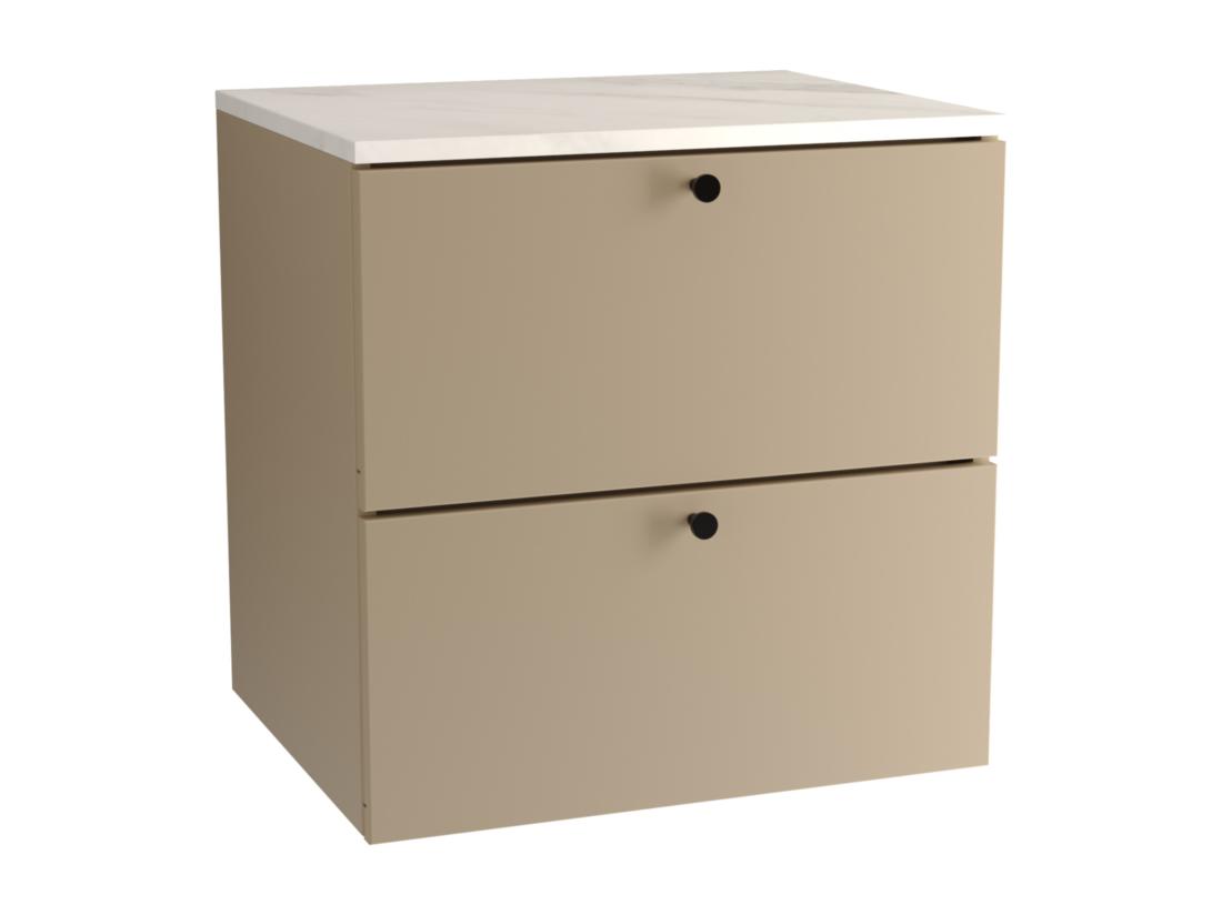 vente unique Meuble lavabo WENA fronts lisses Beti 60x60x47 cm Cappuccino/Marbre Bianco