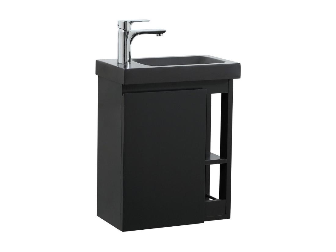 Vente Unique Meuble Lave-mains Noir Vasque Noire HAMPTON