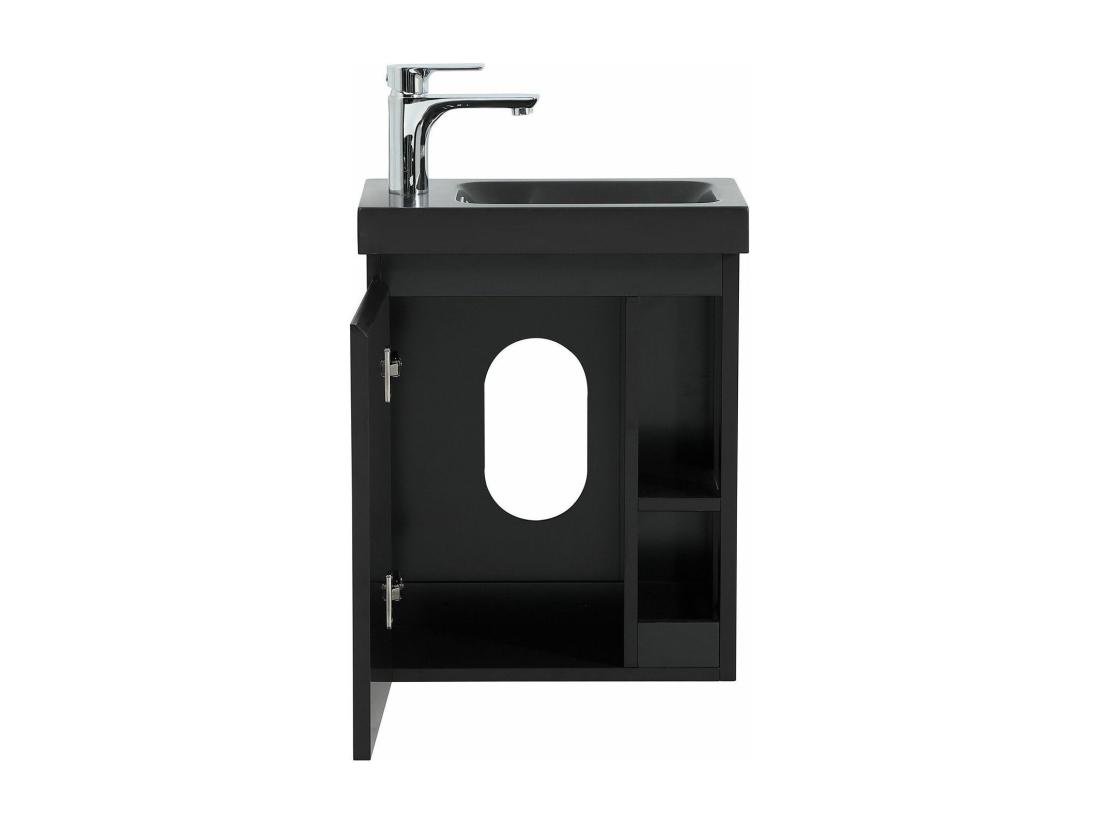 Vente Unique Meuble Lave-mains Noir Vasque Noire HAMPTON