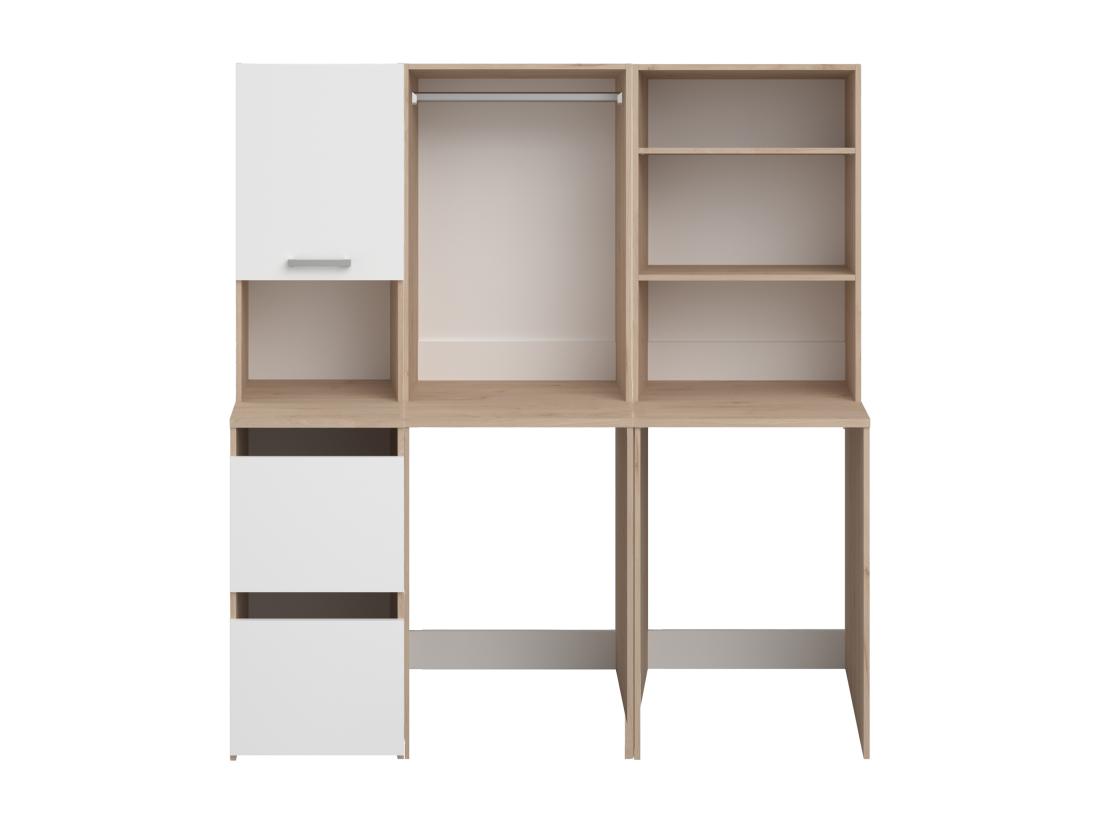Vente Unique Meuble Pour 2 Machines à Laver Avec étagères Penderie Et Placards - Naturel Clair Et Blanc - L176 X H184 X P66 Cm - ERKANO