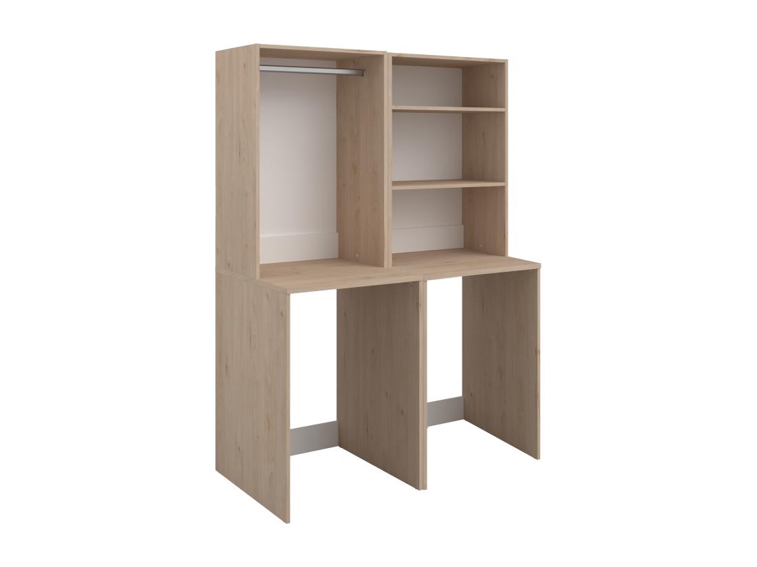 Vente Unique Meuble Pour 2 Machines à Laver Avec Penderie Et étagères - Naturel Clair - H184 X L128 Cm - ERKANO