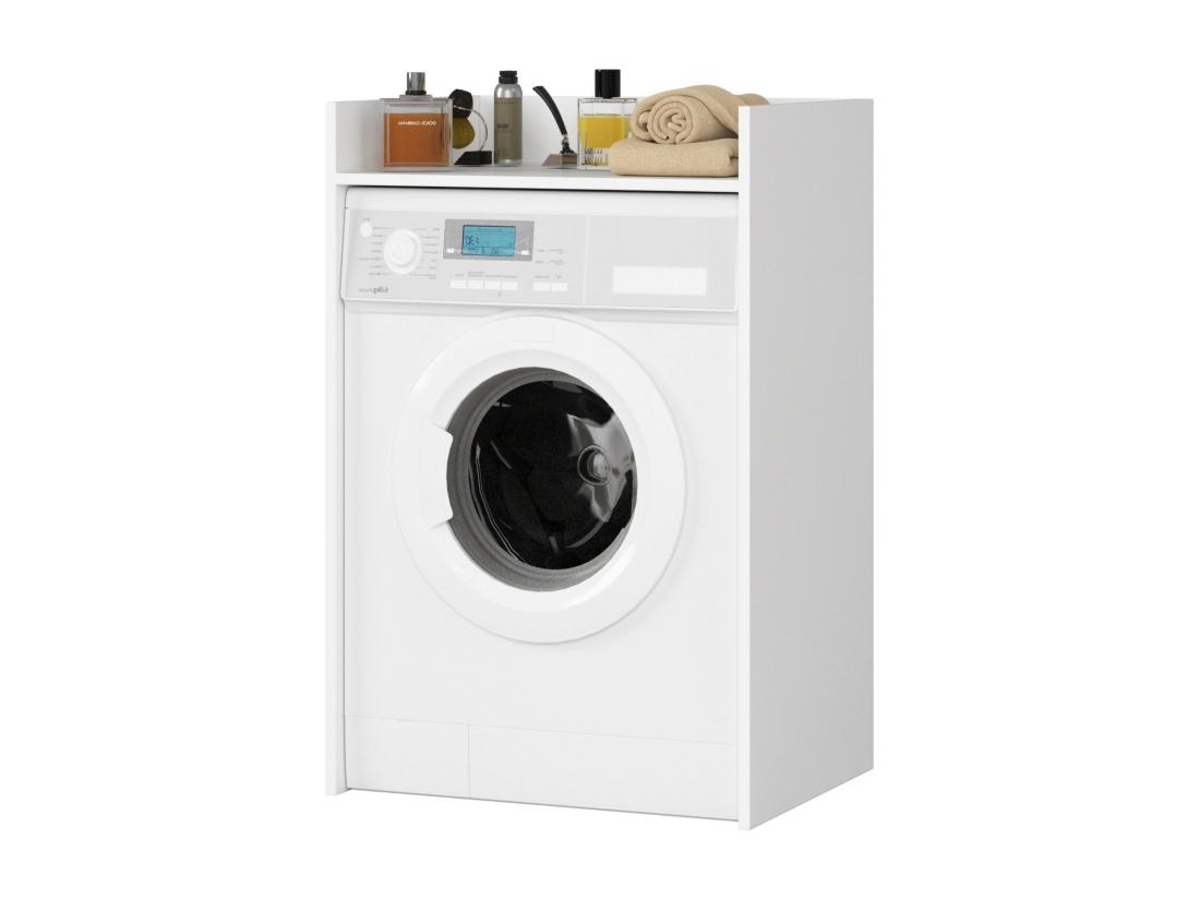 Vente Unique Meuble Pour Lave-linge AKORD FIN Blanche 64 Cm 1 étagère 64x50x98 Cm