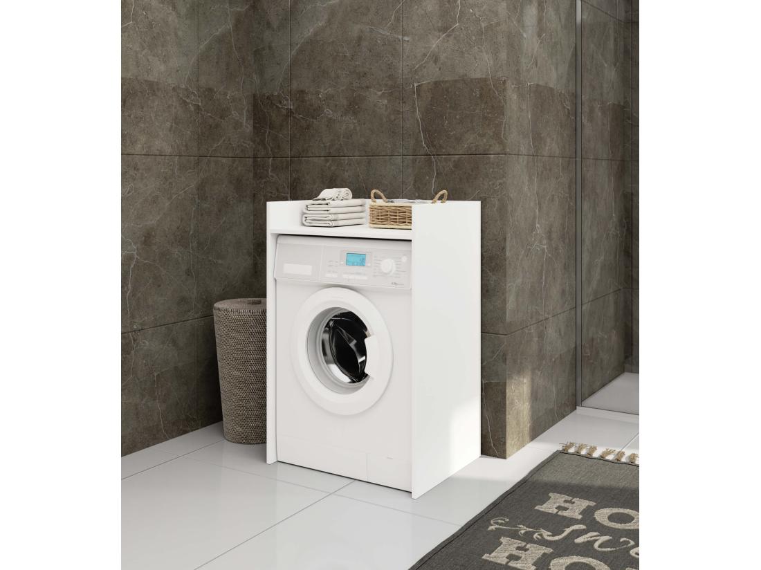 Vente Unique Meuble Pour Lave-linge AKORD FIN Blanche 64 Cm 1 étagère 64x50x98 Cm