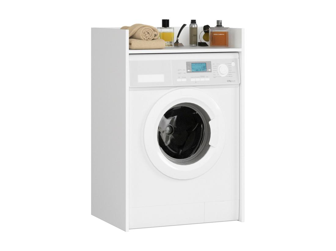 vente unique Meuble pour lave-linge AKORD FIN Blanche 64 cm 1 étagère 64x50x98 cm