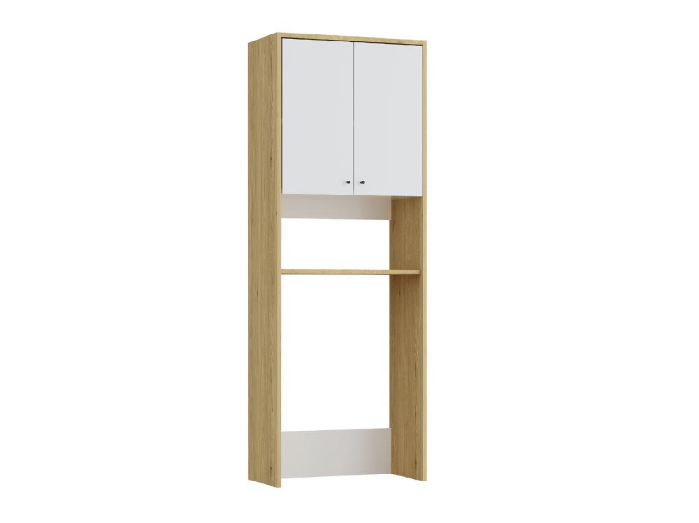 Vente Unique Meuble Pour Machine à Laver Avec Double Portes - L65 X H180 Cm - Blanc Et Naturel Clair - WORIKA