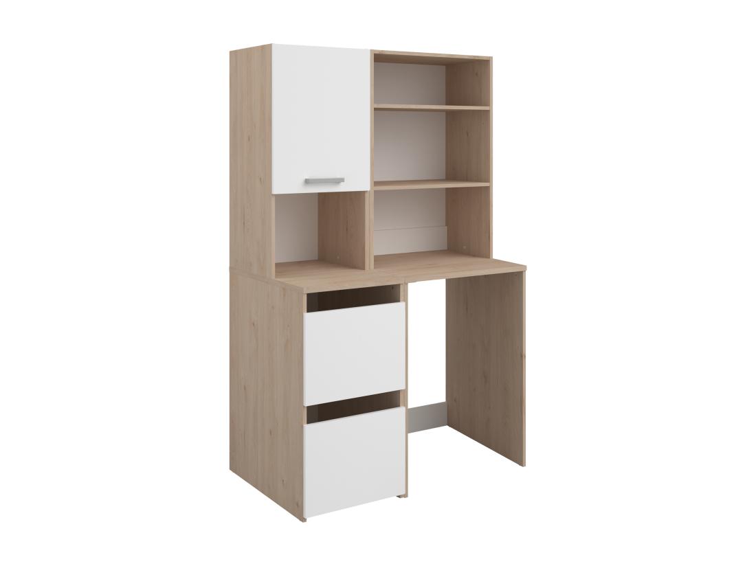 Vente Unique Meuble Pour Machine à Laver Avec étagères Et Placards - Naturel Clair Et Blanc - L111 X H184 Cm - ERKANO