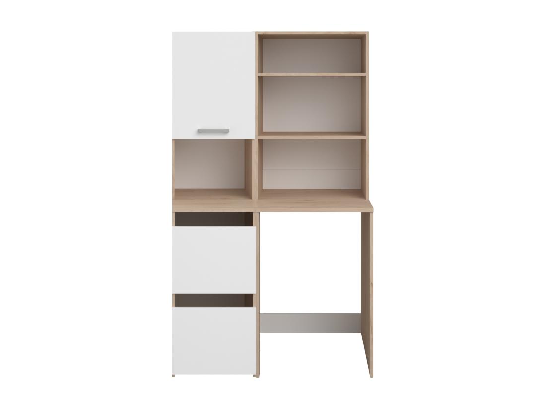 Vente Unique Meuble Pour Machine à Laver Avec étagères Et Placards - Naturel Clair Et Blanc - L111 X H184 Cm - ERKANO