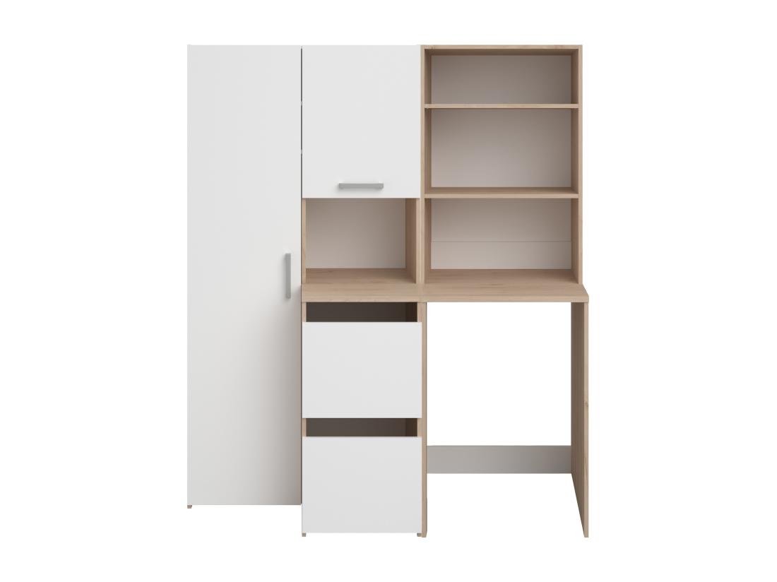 Vente Unique Meuble Pour Machine à Laver Avec étagères Placards Et Colonne De Rangement - Naturel Clair Et Blanc - L156 X H184 Cm - ERKANO