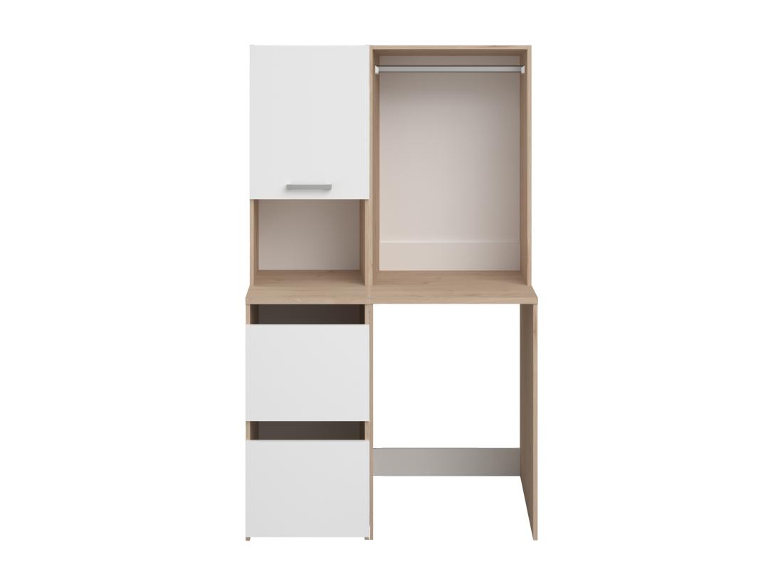 Vente Unique Meuble Pour Machine à Laver Avec Penderie Et Placards - Naturel Clair Et Blanc - L111 X H184 Cm - ERKANO