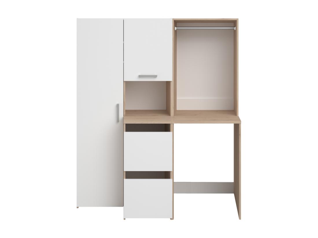 Vente Unique Meuble Pour Machine à Laver Avec Penderie Placard Et Colonne De Rangement - Naturel Clair Et Blanc - L157 X H184 Cm - ERKANO