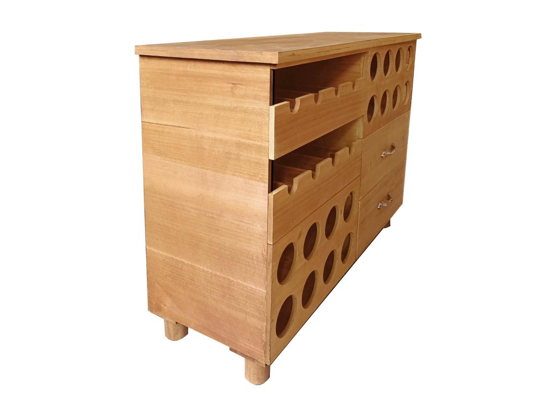 Vente Unique Meuble Range Bouteilles En Bois De Sapin Et MDF - L.90 X P. 32 X H. 69 Cm - Naturel - RIOJA