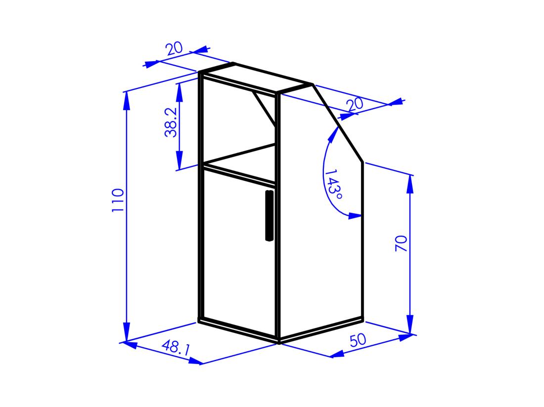 Vente Unique Meuble Sous Pente 1 Porte 2 étagères Et 1 Niche - Blanc - ADEZIO