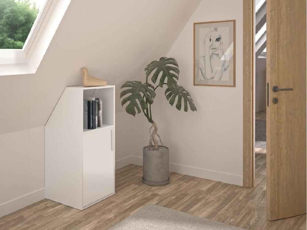 vente unique Meuble sous pente 1 porte et 1 niche - Blanc - ADEZIO
