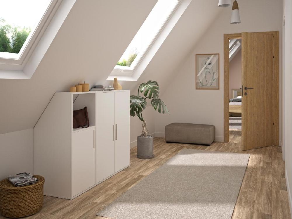 Vente Unique Meuble Sous Pente 3 Portes Et 1 Niche - Blanc - ADEZIO