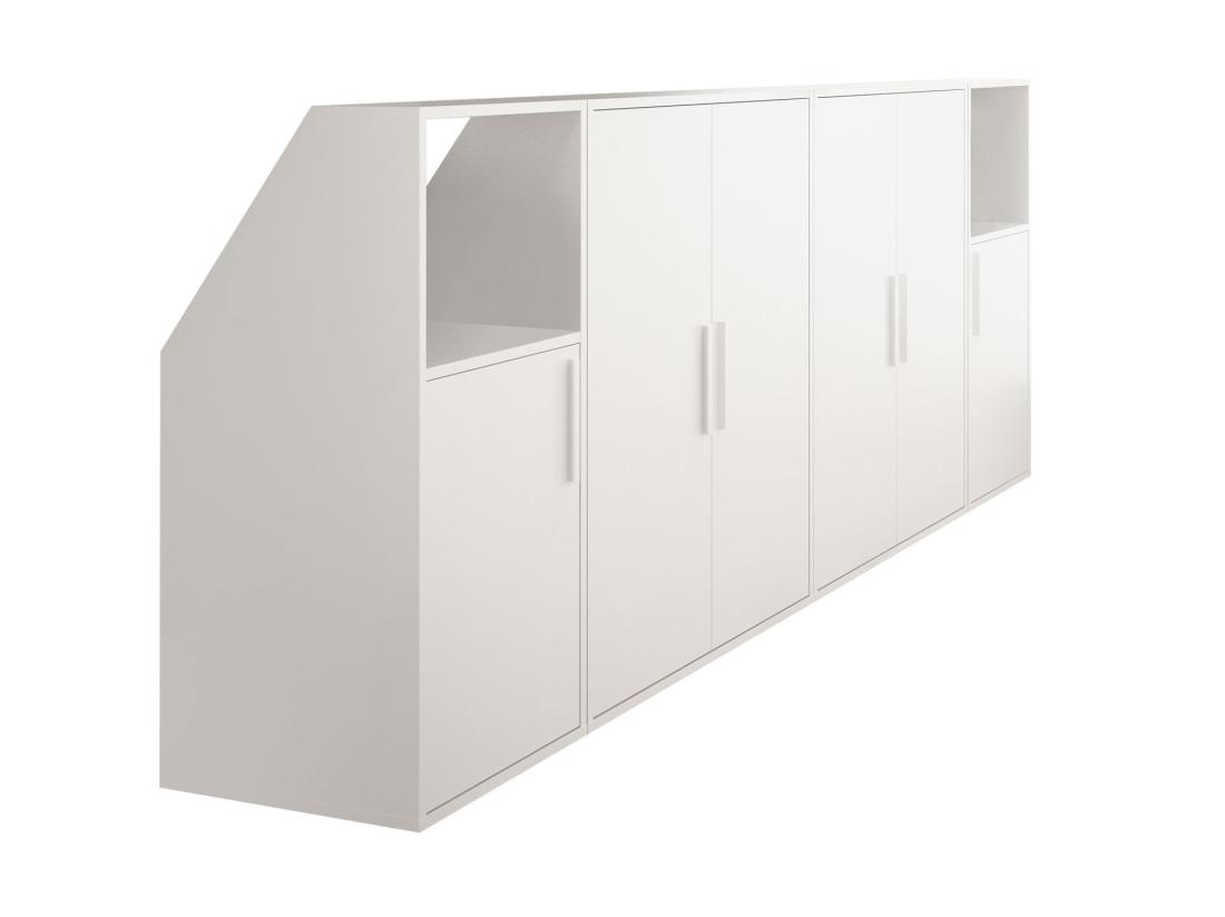 Vente Unique Meuble Sous Pente 6 Portes Et 2 Niches - Blanc - ADEZIO