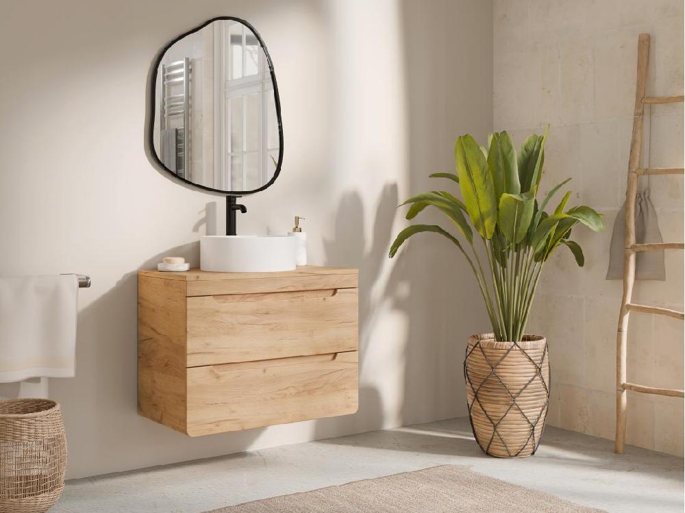 vente unique Meuble sous vasque suspendu avec planche - 80 cm - Naturel clair - ARUBA