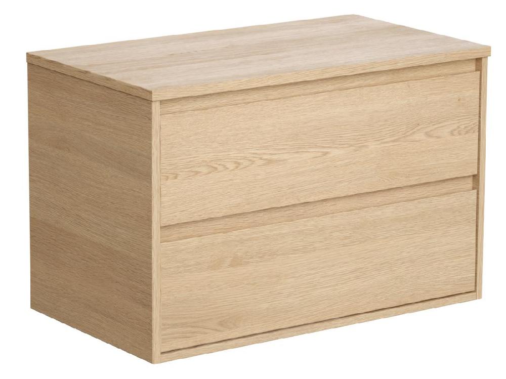 Vente Unique Meuble Sous Vasque Suspendu Avec Planche - Placage Chêne - 80 Cm - MILIPAM