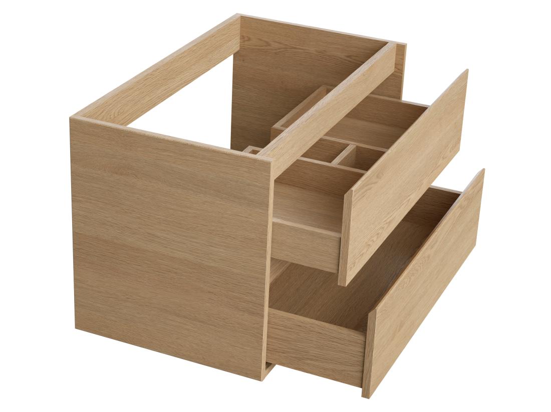 Vente Unique Meuble Sous Vasque Suspendu Avec Planche - Placage Chêne - 80 Cm - MILIPAM