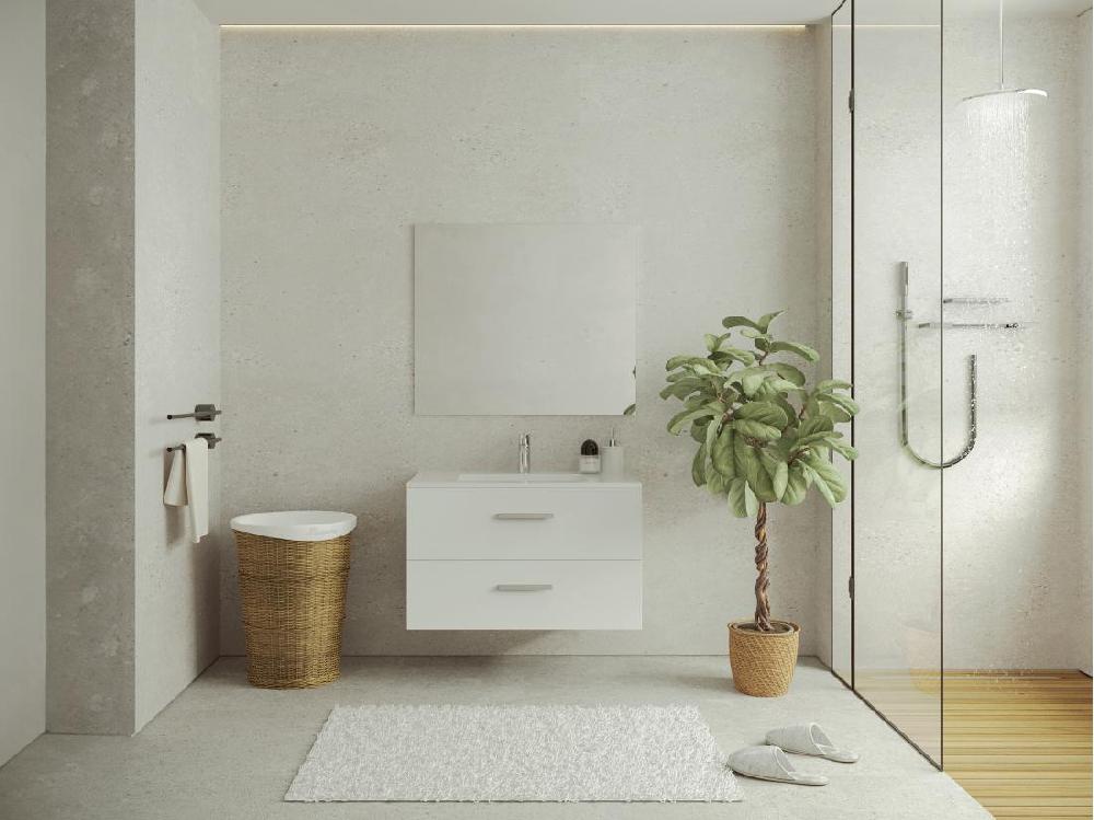 vente unique Meuble sous vasque suspendu - Coloris blanc - 80 cm - KAYLA