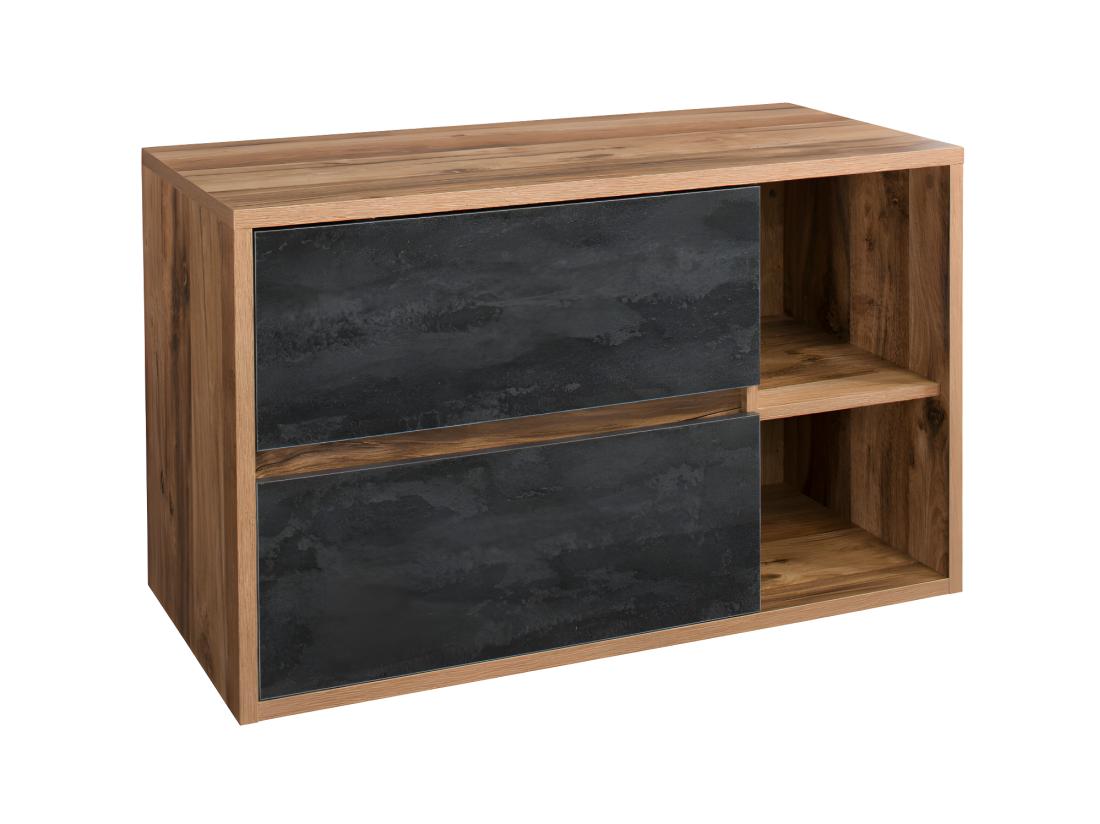 Vente Unique Meuble Sous Vasque Suspendu Coloris Naturel Et Anthracite - 100 Cm - TIKITIKI