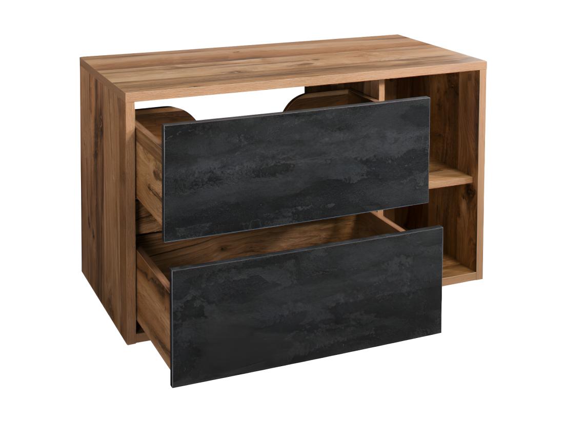 Vente Unique Meuble Sous Vasque Suspendu Coloris Naturel Et Anthracite - 100 Cm - TIKITIKI